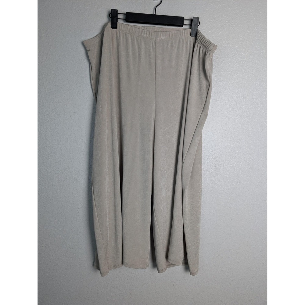 Chicos Travelers Wide Leg Pants Size xxl Champagne Taupe Elastic Waist High Rise